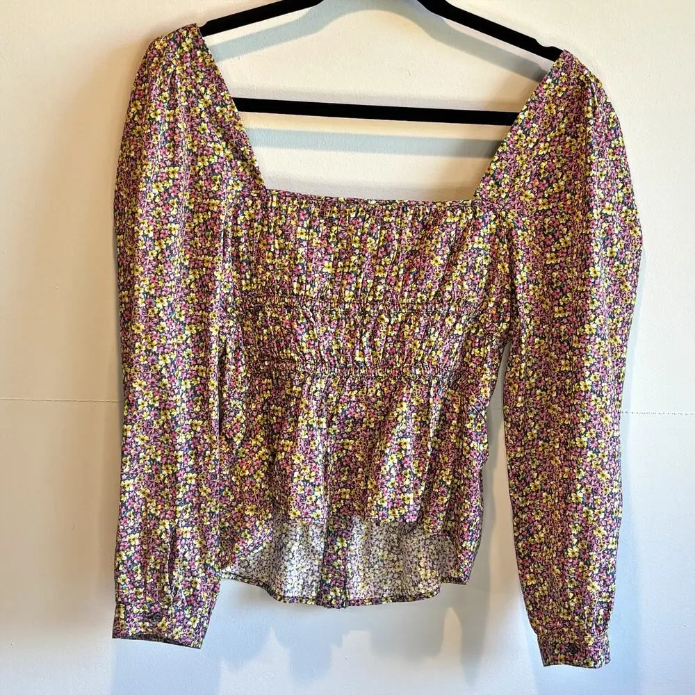 J. Crew Cinched Waist Organic Cotton Top in Liberty Busy Izzy Fabric - size 10